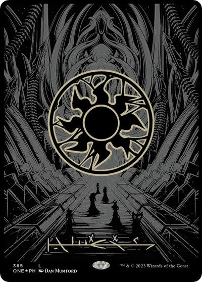 Plains (Phyrexian) - Full Art (Oil Slick Raised Foil), Phyrexia: All Will Be One