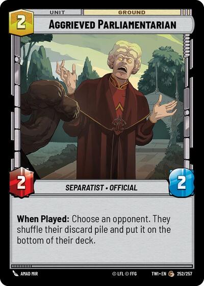 Aggrieved Parliamentarian, Twilight of the Republic